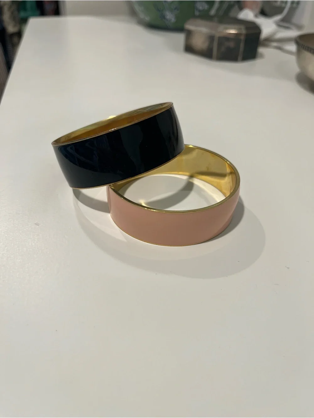 J. Crew Gold-Tone Black and Blush Bracelet Duo
